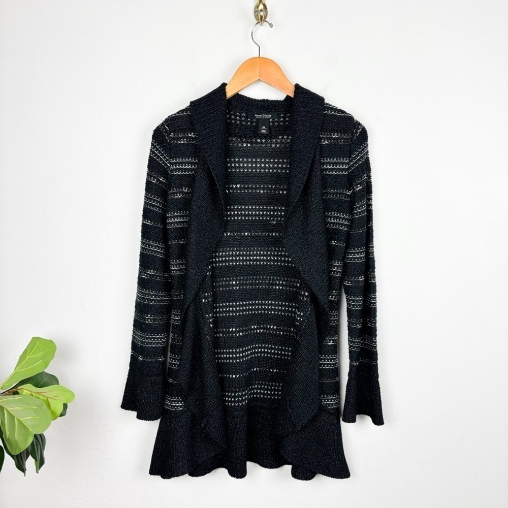 NWOT White House Black Market Striped Crochet Cardigan Sz XS